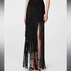 Jacquemus Black Asymmetrical Fringe Maxi Skirt 40 Small $1248